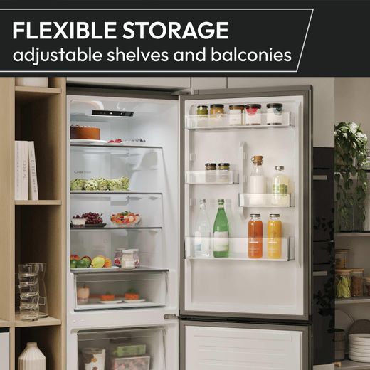 Hoover H-COMBI 300 60/40 Total No Frost Fridge Freezer - Stainless Steel Effect - Annotation - Adjustable Storage